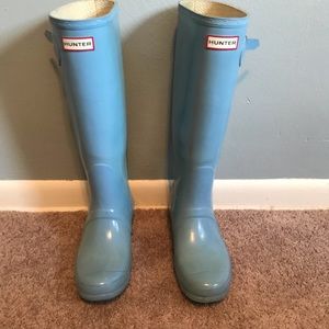Baby blue Hunter boots